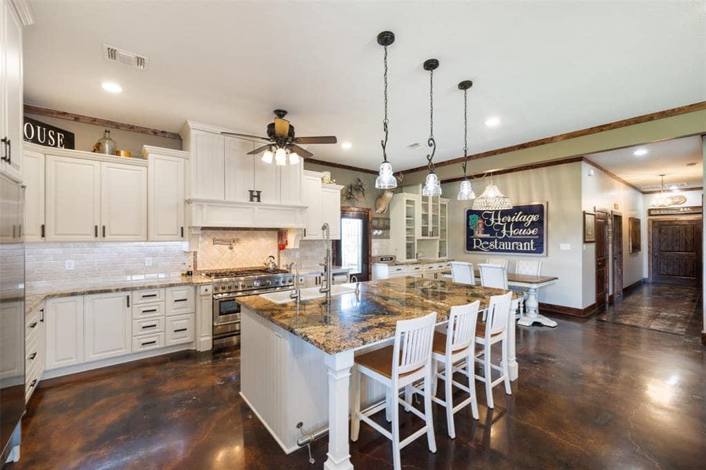 Center island and kitchen view