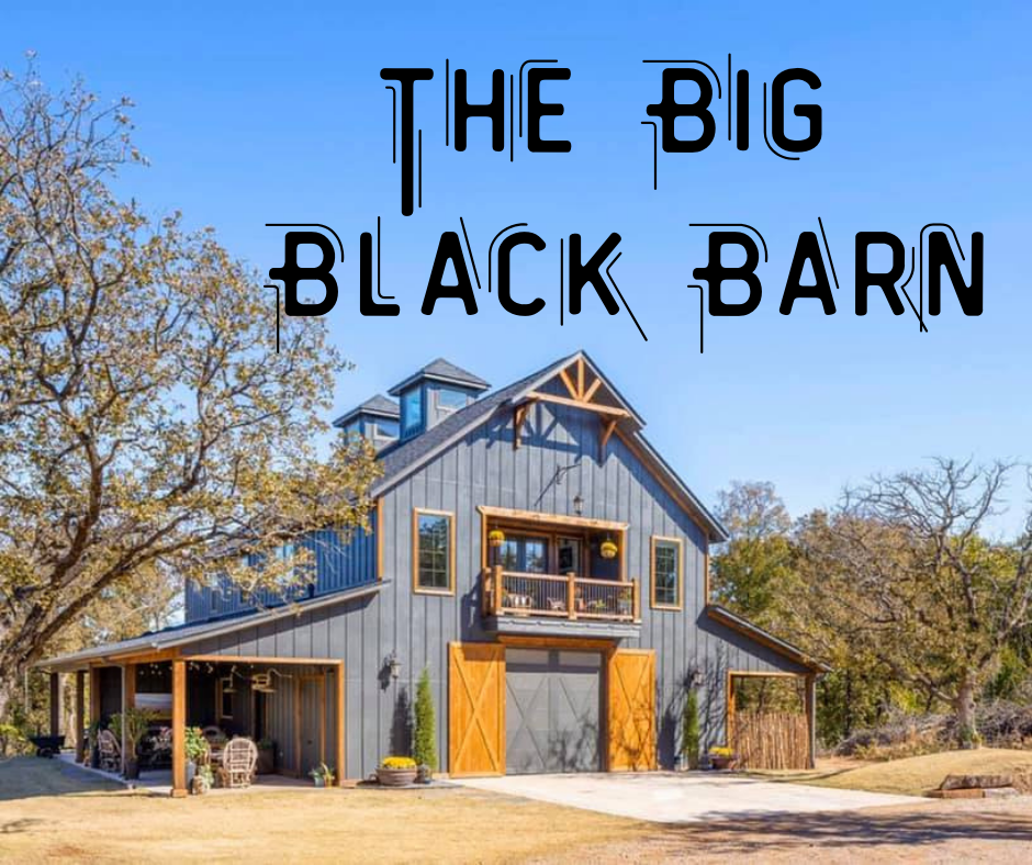 Big black barn rustic barndominium